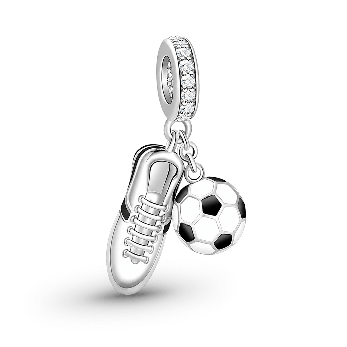 Gnoce Sneaker Black Football Charm Platinum-plated Silver Blend_1