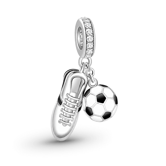 Gnoce Sneaker Black Football Charm Platinum-plated Silver Blend_1