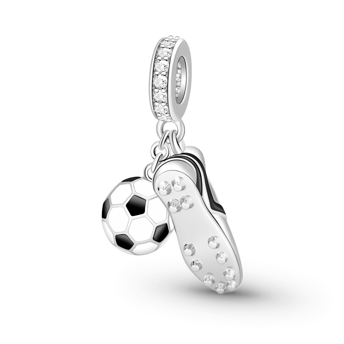 Gnoce Sneaker Black Football Charm Platinum-plated Silver Blend_5
