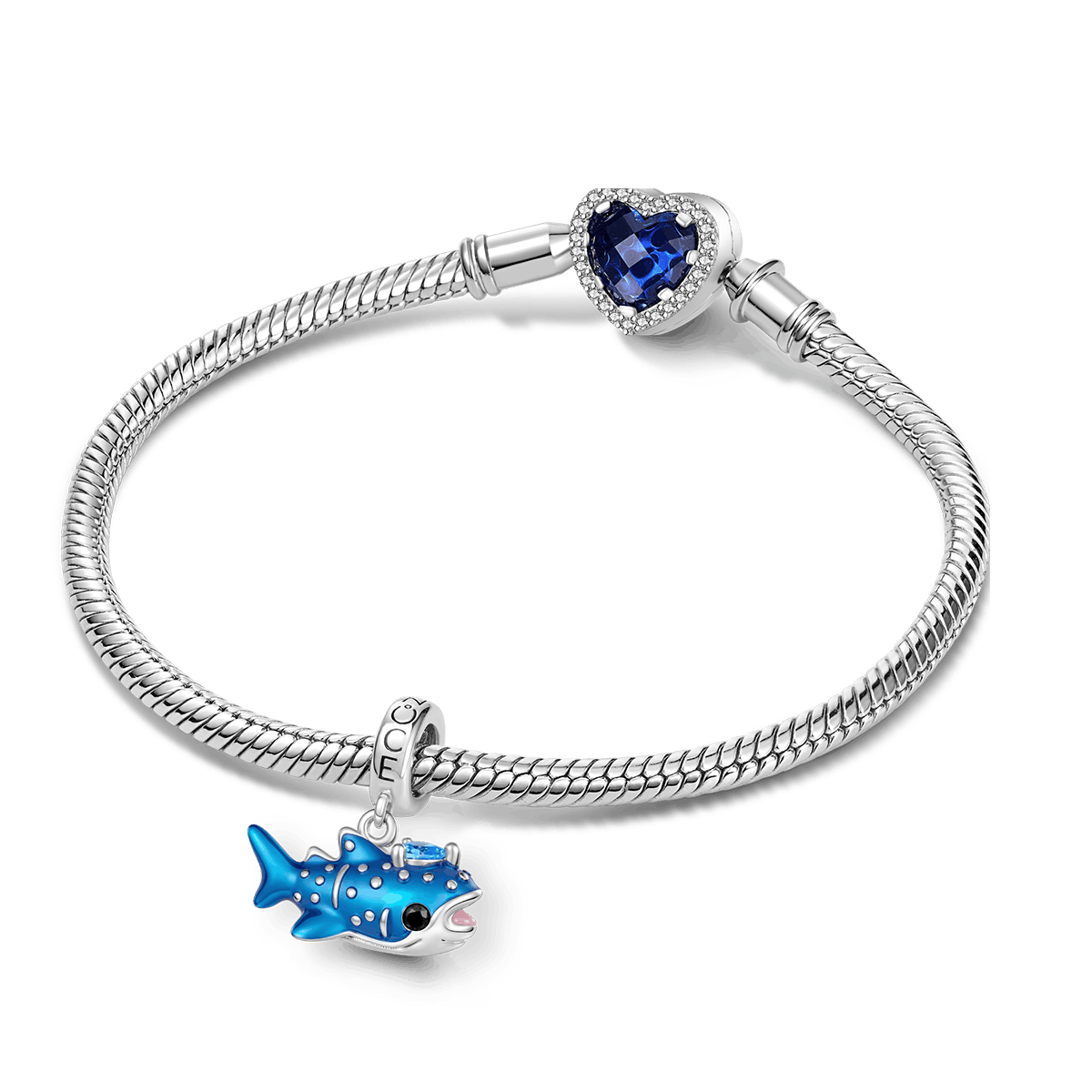 Gnoce Blue Whale Shark Charm Platinum-plated Silver Blend_3