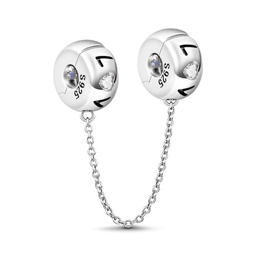 Gnoce "My Love" Sterling Silver Safety Chain Engraved with Love_2