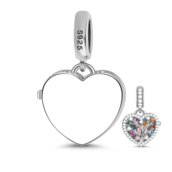 Gnoce Charme en zirconia coloré gravable Arbre de famille Alliage argent plaqué platine