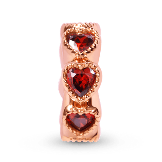 Ruby Heart to Heart Stopper for Charm Bracelet Sterling Silver 18K Rose Gold Plated_1